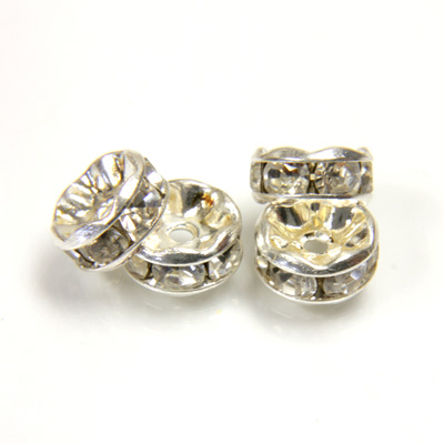 Czech Rhinestone Rondelle - Round Wavy 07MM CRYSTAL-SILVER