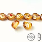 Chinese Cut Crystal Millefiori Bead - Round Twist 14MM LT BROWN