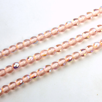 Czech Pressed Glass Bead - Smooth Round 04MM ROSALINE AB