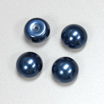 Glass High Dome Cabochon Pearl Dipped - Round 14MM NAVY