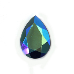 Glass Point Back Tin Table Cut (TTC) Stone - Pear 14x10MM JET AB
