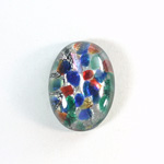 Glass Medium Dome Lampwork Cabochon - Oval 25x18MM BLACK MULTI OPAL (04460)