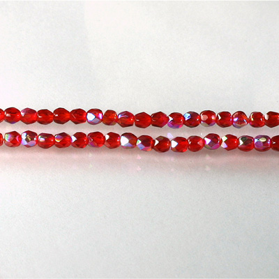 Czech Glass Fire Polish Bead - Round 03MM RUBY AB