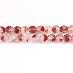 Czech Glass Fire Polish Bead - Round Fancy 6MM MATTE AGATE RED