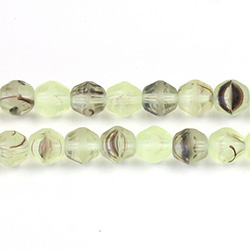 Czech Glass Fire Polish Bead - Round Fancy 8MM MATTE AGATE YELLOW