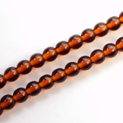 Czech Pressed Glass Bead - Smooth Round 06MM MADEIRA TOPAZ