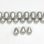 Glass Pendant Pearl Drop 8x6MM MATTE LT GREY