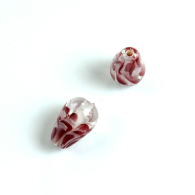 Glass Lampwork Bead - Pear Shape Smooth 14x8MM PATTERN BROWN CRYSTAL
