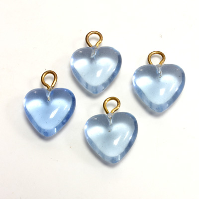 Plastic Pendant - Puff Heart with Brass Loop 11MM LT SAPPHIRE