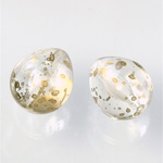 Plastic Bead - Smooth Pear 22x18MM GOLD DUST on CRYSTAL