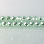 Czech Glass Pearl Faceted Fire Polish Bead - Round 06MM AQUA ON CRYSTAL 78432