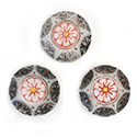 German Glass Flat Back Mosaic Hand Painted Stone - Round 18MM Hand Painted on WHITE Base.