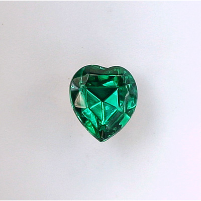 Glass Point Back Foiled Tin Table Cut (TTC) Stone - Heart 12x11MM EMERALD