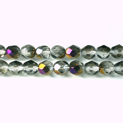 Czech Glass Fire Polish Bead - Round 06MM 1/2 Coated ZAIRIT