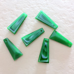 Glass Lampwork Pendant -  Cut Agate Color Trapezoid 20x9MM GREEN AGATE