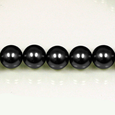 Czech Glass Pearl Bead - Round 08MM BLACK 70449