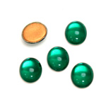 Glass Medium Dome Foiled Cabochon - Oval 12x10MM EMERALD