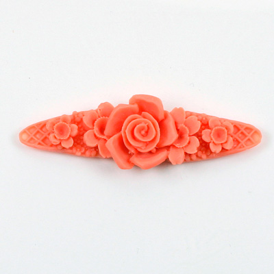 Plastic Carved No-Hole Flower - Band 52x17MM MATTE CORAL