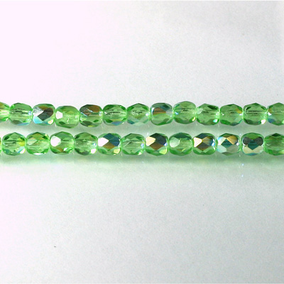 Czech Glass Fire Polish Bead - Round 04MM PERIDOT AB