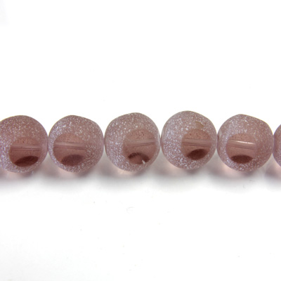 Glass 3 Cut Window Bead 12MM AMETHYST with FROST FINISH