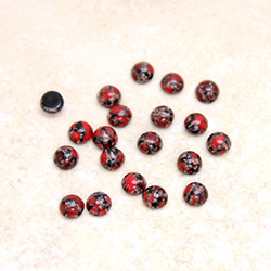 Glass Medium Dome Lampwork Cabochon - Round 04MM RED MATRIX (03270)