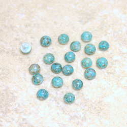 Glass Medium Dome Lampwork Cabochon - Round 04MM TURQUOISE MATRIX (03191)