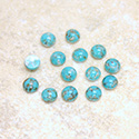 Glass Medium Dome Lampwork Cabochon - Round 05MM TURQUOISE MATRIX (03191)