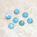 Glass Medium Dome Lampwork Cabochon - Round 07MM TURQUOISE MATRIX (03191)