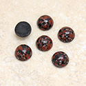 Glass Medium Dome Lampwork Cabochon - Round 09MM BROWN MATRIX with AVENTURINE (03876)