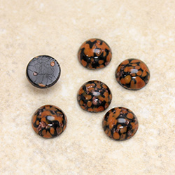 Glass Medium Dome Lampwork Cabochon - Round 09MM HONEY MATRIX with AVENTURINE (03877)