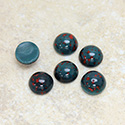 Glass Medium Dome Lampwork Cabochon - Round 09MM BLOODSTONE  MATRIX (00418)