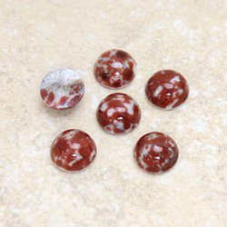 Glass Medium Dome Lampwork Cabochon - Round 09MM DARK BROWN MATRIX (03930)