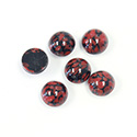 Glass Medium Dome Lampwork Cabochon - Round 09MM DARK CORAL MATRIX (03268)