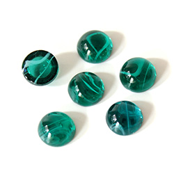 Glass Medium Dome Lampwork Cabochon - Round 09MM FLAWED EMERALD