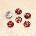 Glass Medium Dome Lampwork Cabochon - Round 09MM RED CORAL MATRIX (01851)