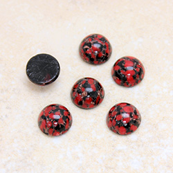 Glass Medium Dome Lampwork Cabochon - Round 09MM RED MATRIX (03270)