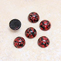 Glass Medium Dome Lampwork Cabochon - Round 09MM RED MATRIX (03270)