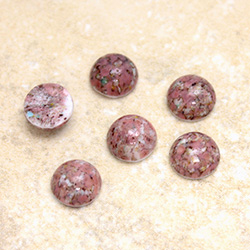 Glass Medium Dome Lampwork Cabochon - Round 09MM ROSE MATRIX (03989)