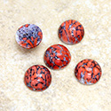 Glass Medium Dome Lampwork Cabochon - Round 11MM CORAL MATRIX (03298)