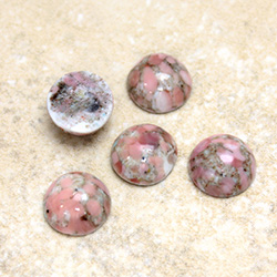 Glass Medium Dome Lampwork Cabochon - Round 11MM ROSE MATRIX (03989)