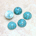 Glass Medium Dome Lampwork Cabochon - Round 11MM TURQUOISE MATRIX (03191)