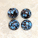 Glass Medium Dome Lampwork Cabochon - Round 13MM BLUE MATRIX with AVENTURINE (03271)