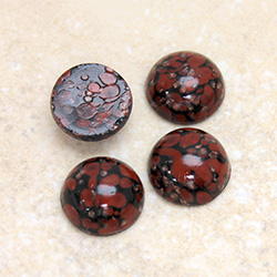 Glass Medium Dome Lampwork Cabochon - Round 13MM BROWN MATRIX with AVENTURINE (03876)
