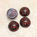 Glass Medium Dome Lampwork Cabochon - Round 13MM BROWN MATRIX with AVENTURINE (03876)