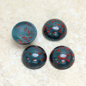 Glass Medium Dome Lampwork Cabochon - Round 13MM BLOODSTONE MATRIX (00418)