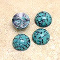 Glass Medium Dome Lampwork Cabochon - Round 13MM BLUE TURQ MATRIX (04390)