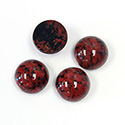 Glass Medium Dome Lampwork Cabochon - Round 13MM DARK CORAL MATRIX (03268)