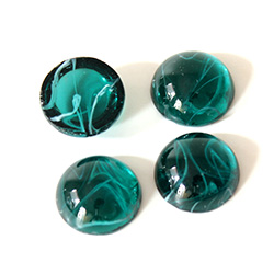 Glass Medium Dome Lampwork Cabochon - Round 13MM FLAWED EMERALD