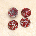 Glass Medium Dome Lampwork Cabochon - Round 13MM RED CORAL MATRIX (01851)