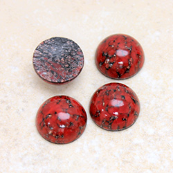 Glass Medium Dome Lampwork Cabochon - Round 13MM RED MATRIX (03270)